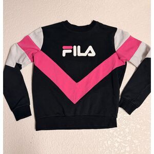 FILA Nuria Color Block Sweatshirt Black Magenta Pink Women’s XS